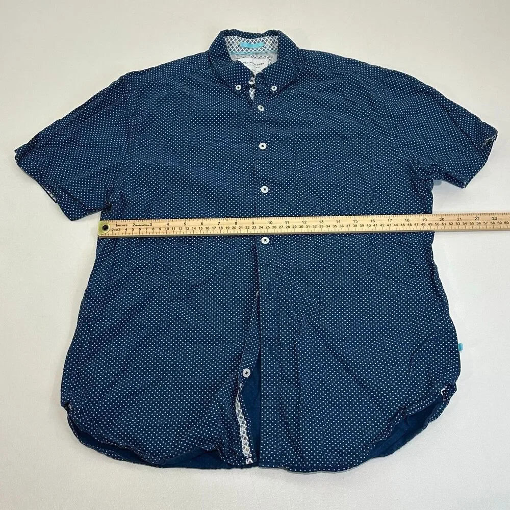 Denim & Flower Ricky Singh Patterned‎ Short Sleeve Button Up Dress Shirt, Size L